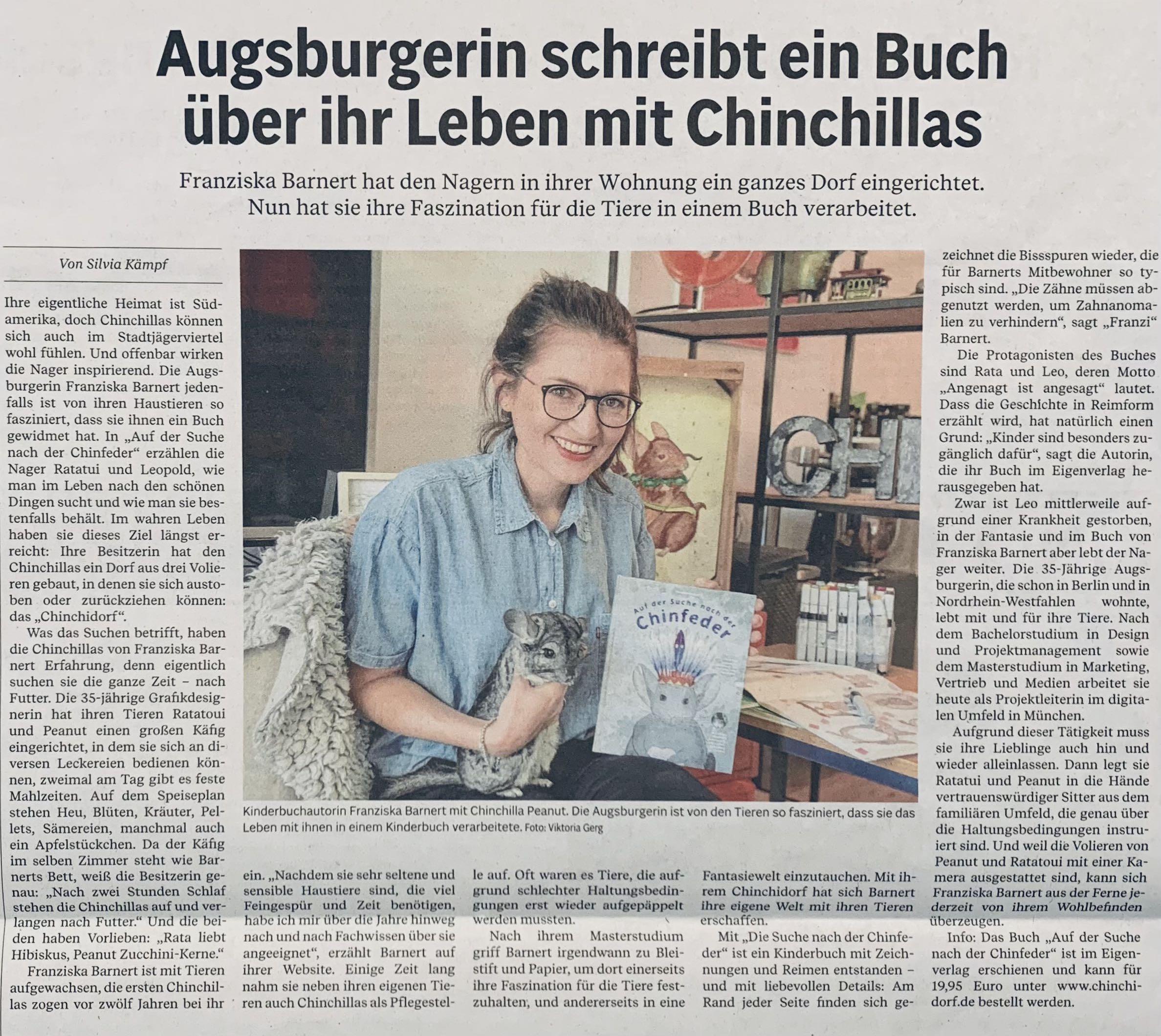 Chinchidorf-Chinchilla- Chinfeder-Buch-Franziska-Barnert-Zeitung-interview-Augsburger-Allgemeine